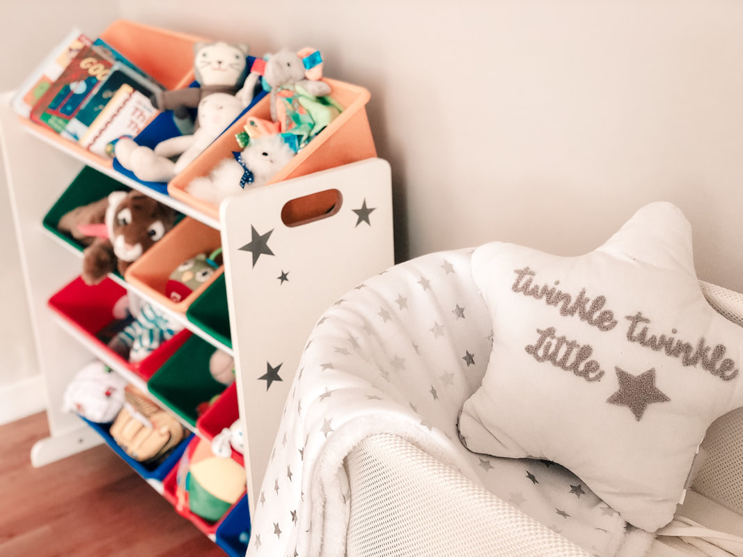 Starry Night Boy Nursery Decor Snoo Smart Sleeper & DIY Star Toy Organizer - That Blissful Balance
